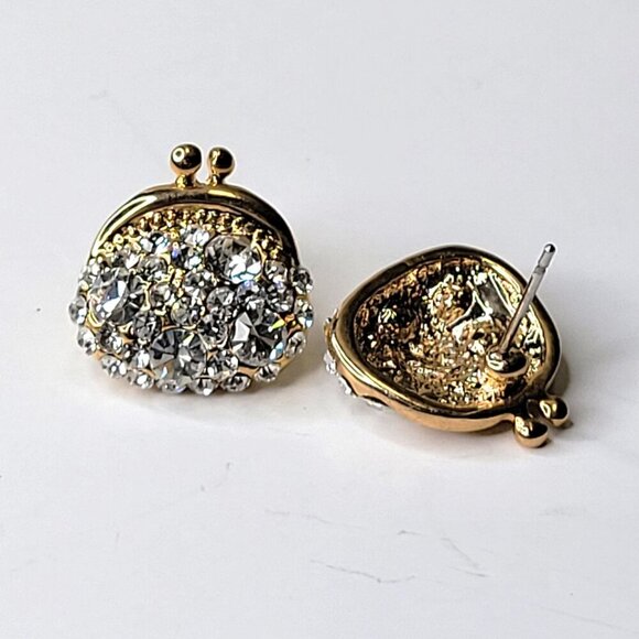 Tiny Crystal Earrings Crystal Handbag Shaped Earrings - Picture 7 of 9